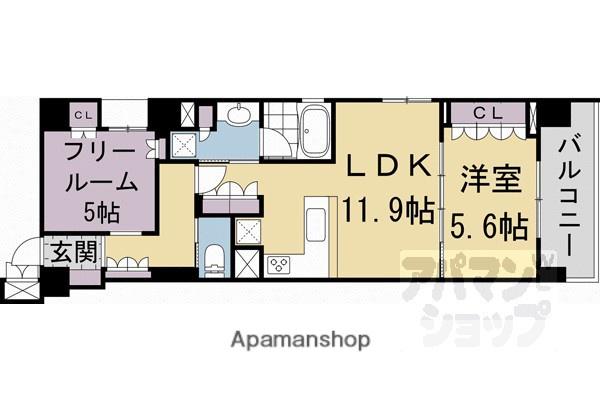 リーガル京都堀川中立売II(1SLDK/6階)の間取り写真