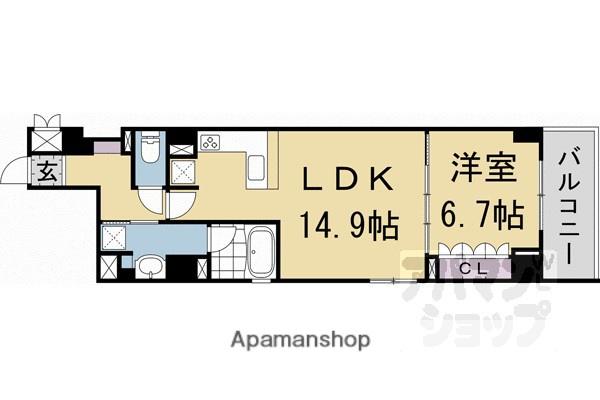 リーガル京都堀川中立売II(1LDK/2階)の間取り写真