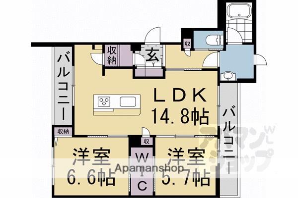 シャーメゾン高徳寺I(2LDK/2階)の間取り写真