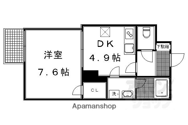 薬師町マンション(1DK/10階)の間取り写真