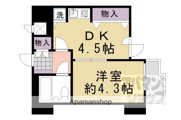 ライオンズマンション京都河原町(1DK/6階)の間取り写真