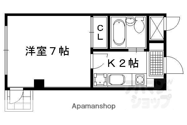 ステュディオフラット室町(1K/4階)の間取り写真