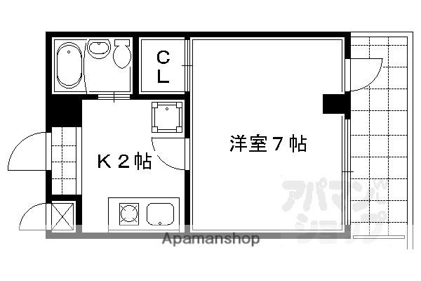 ステュディオフラット室町(1K/3階)の間取り写真