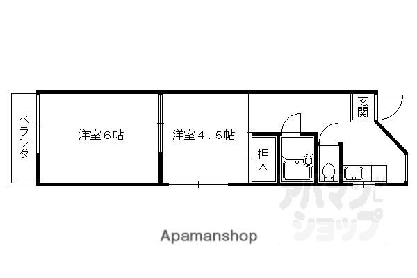 サニーハイツ五条(2K/2階)の間取り写真
