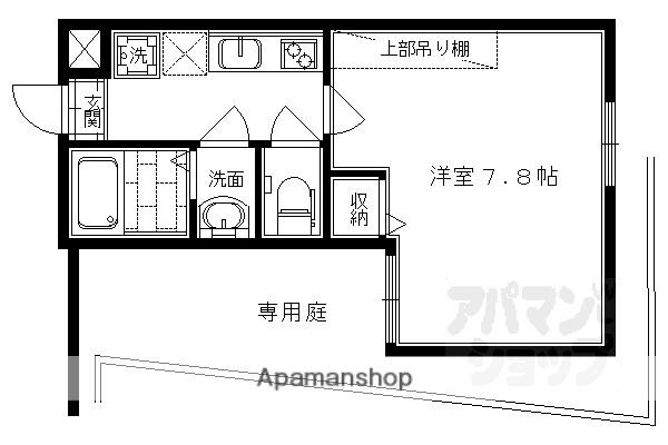 フラッティ堀川高辻(1K/1階)の間取り写真