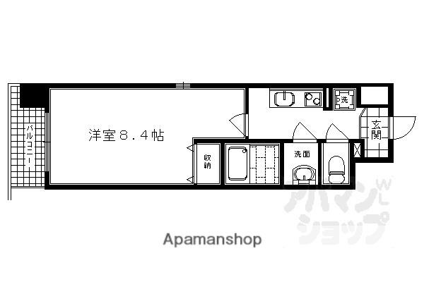 ラパス高辻(1K/4階)の間取り写真