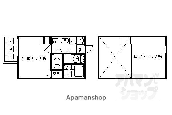ロフティ四条大宮(1K/2階)の間取り写真