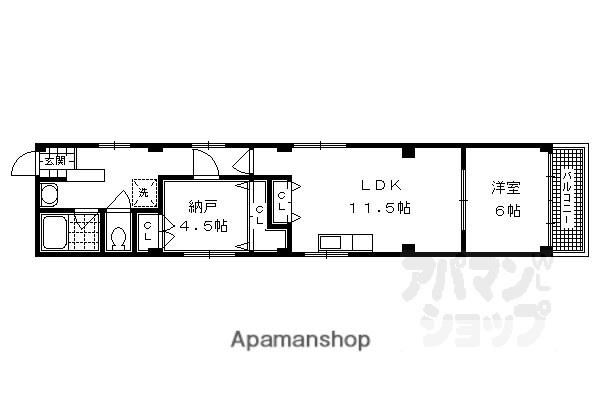 コンツェルト四条西洞院(1SLDK/4階)の間取り写真
