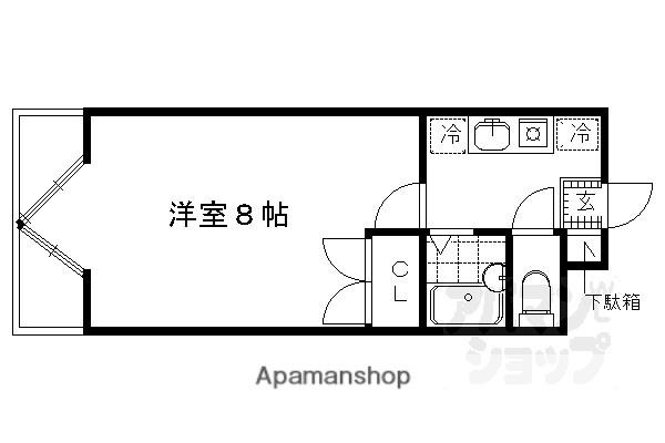 リバーサイド高野(1K/2階)の間取り写真