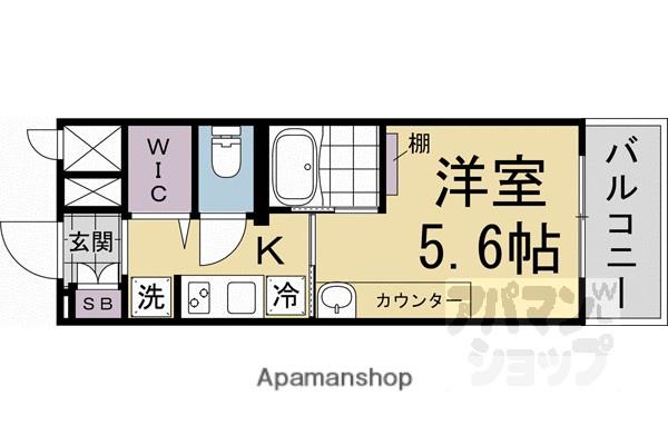 DETOM-1西陣III(ワンルーム/2階)の間取り写真