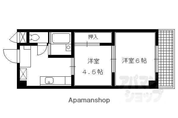 上七軒和田ビル(2K/4階)の間取り写真
