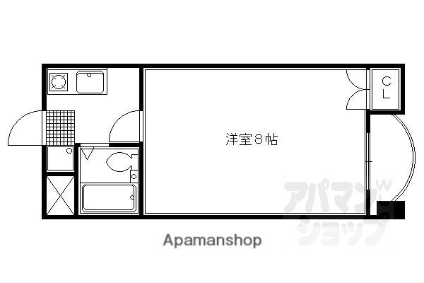 ピュアー紙屋川(1K/3階)の間取り写真