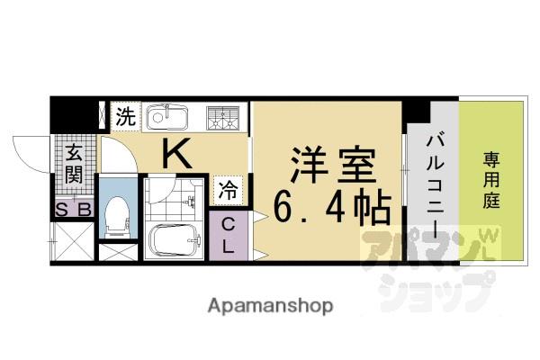 ラグゼナ清水五条(1K/1階)の間取り写真