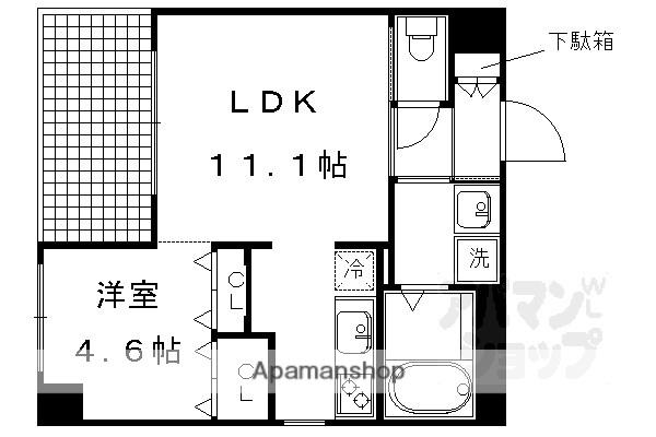 御所南 晴風苑(1LDK/4階)の間取り写真