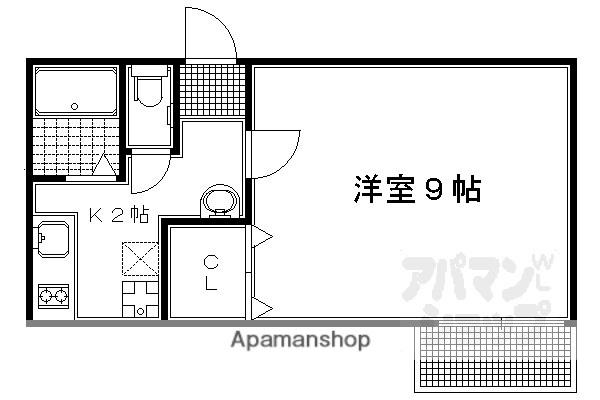 京オーブII(1K/2階)の間取り写真