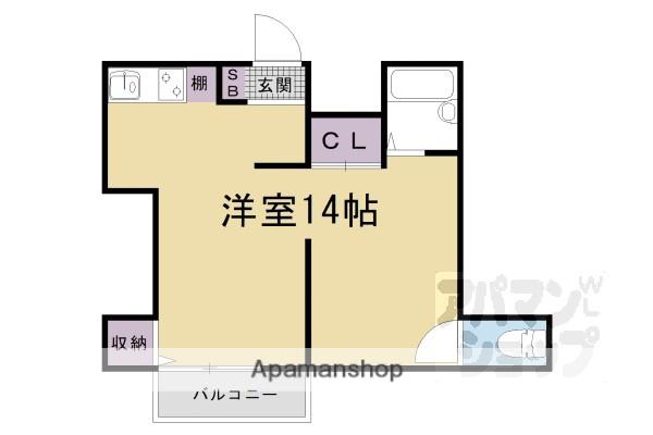 京都植村荘(ワンルーム/2階)の間取り写真