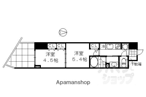 ベラジオ三条朱雀(2K/3階)の間取り写真