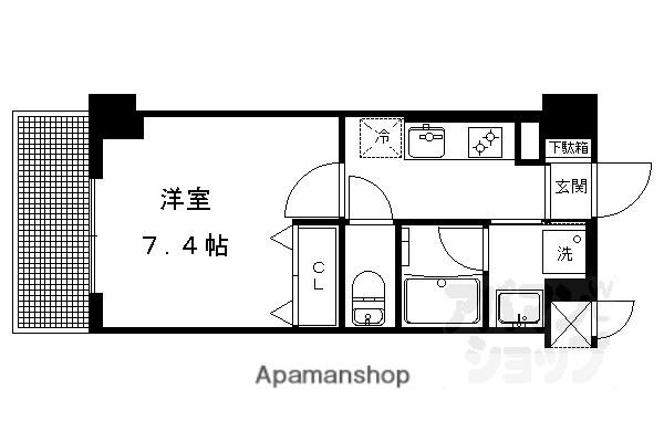ベラジオ京都一乗寺III(1K/4階)の間取り写真