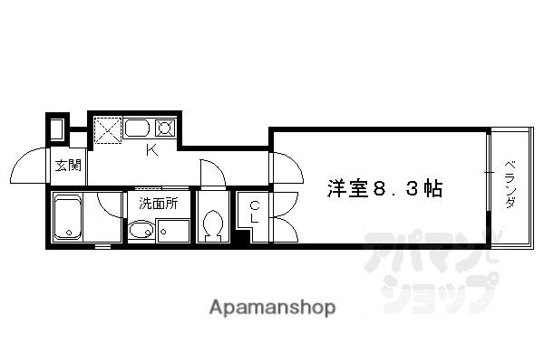阪急電鉄京都線 西院駅(阪急) 徒歩10分 2階建 築24年(1K/1階)の間取り写真