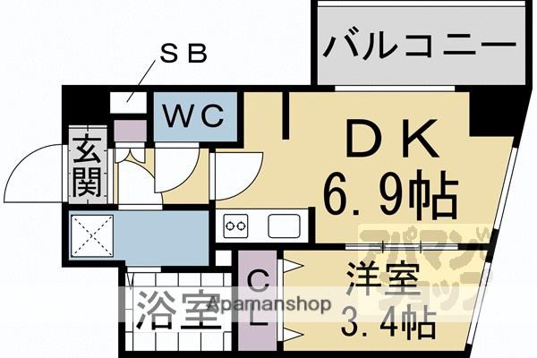 ファステート京都東寺グラン(1DK/4階)の間取り写真