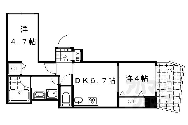 INSIGHT REPOS YAMASHINA ONO(2DK/2階)の間取り写真