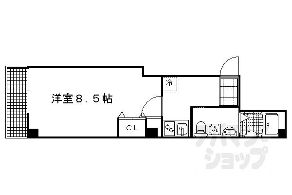 フラッティ西陣(1K/2階)の間取り写真