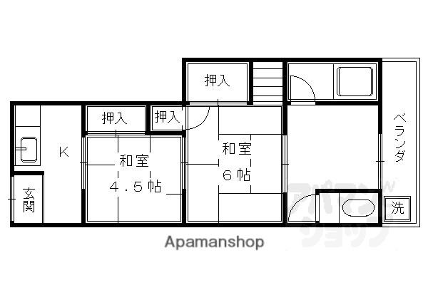 第一静洛荘(2K/2階)の間取り写真