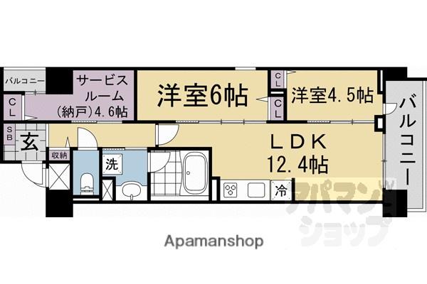 THE RESIDENCE 北白川(2SLDK/1階)の間取り写真