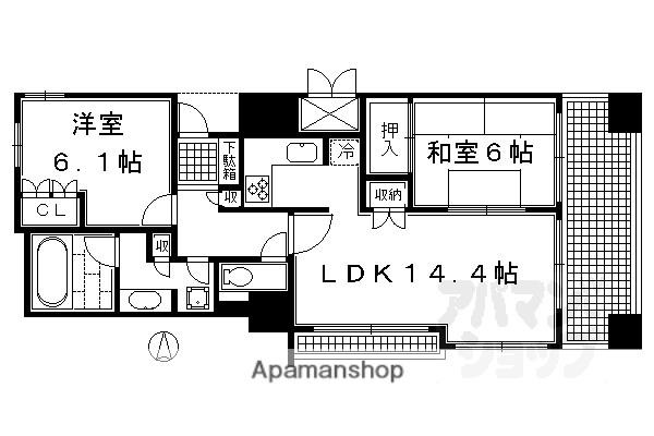 ルネス・ピース四条烏丸(2LDK/9階)の間取り写真