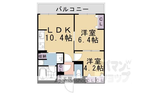 インサイトルポ山科新十条(2LDK/4階)の間取り写真