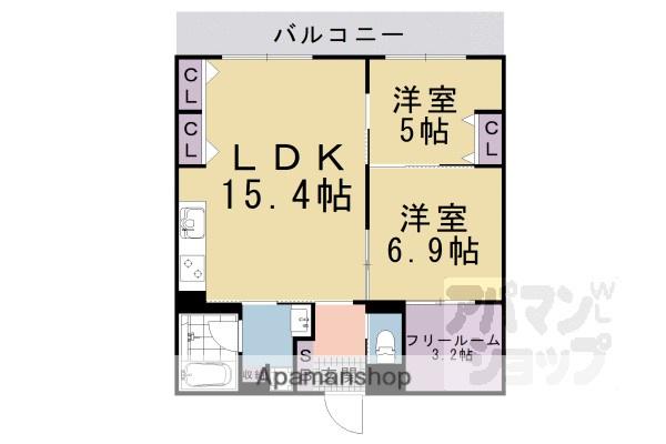 インサイトルポ山科新十条(2SLDK/2階)の間取り写真