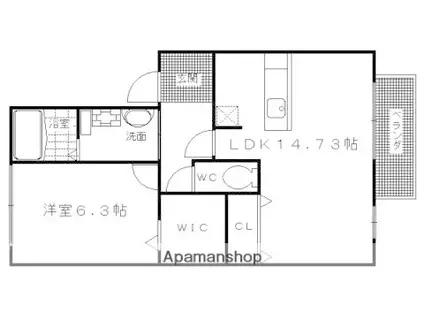 キャトルフィーユ向日町(1LDK/1階)の間取り写真