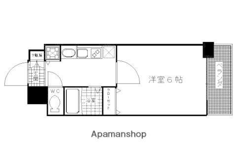 アクロス京都七条鴨川御苑(1K/2階)の間取り写真