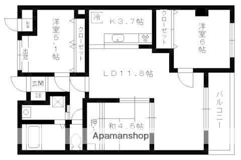 TAMS COURT(3LDK/1階)の間取り写真