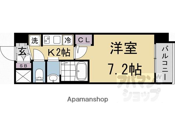 エステムコート京都二条(1K/5階)の間取り写真