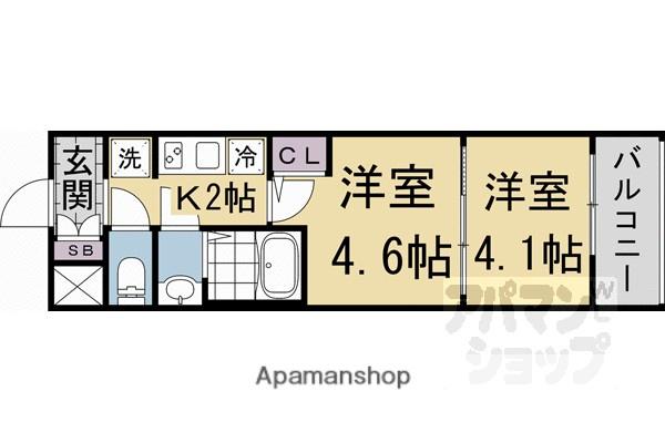 エステムコート京都二条(2K/3階)の間取り写真