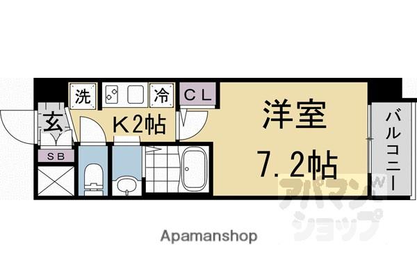 エステムコート京都二条(1K/1階)の間取り写真