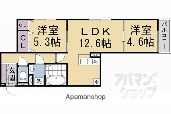 D-ROOM SAGARIMATSU(2LDK/2階)の間取り写真