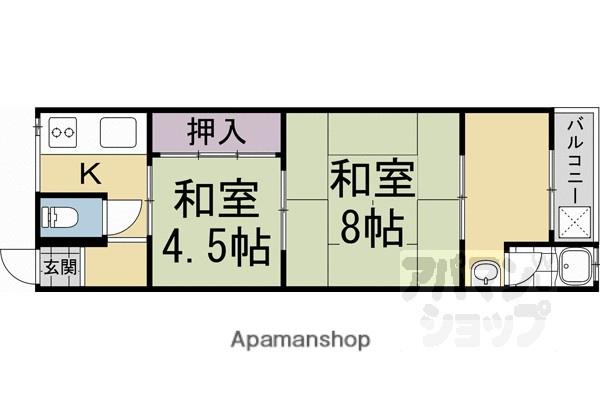 藤ノ木アパート(2K/2階)の間取り写真