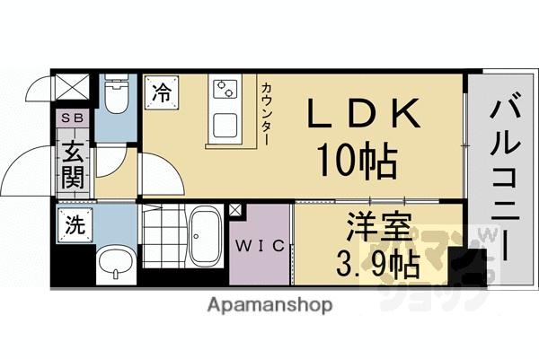 ソルテラス京都西院 STATION SIDE(1LDK/3階)の間取り写真