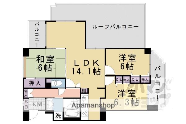 シャルマンコーポ山科椥辻(3LDK/3階)の間取り写真