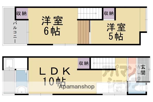 京都市東西線 椥辻駅 徒歩15分 2階建 築44年(2LDK)の間取り写真