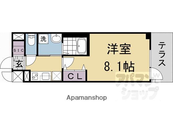 ベラジオ雅び京都洛北ガーデン(1K/1階)の間取り写真