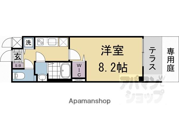 ベラジオ雅び京都洛北ガーデン(1K/1階)の間取り写真
