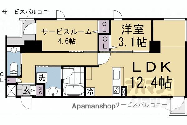 STANDZ京都二条(1SLDK/5階)の間取り写真