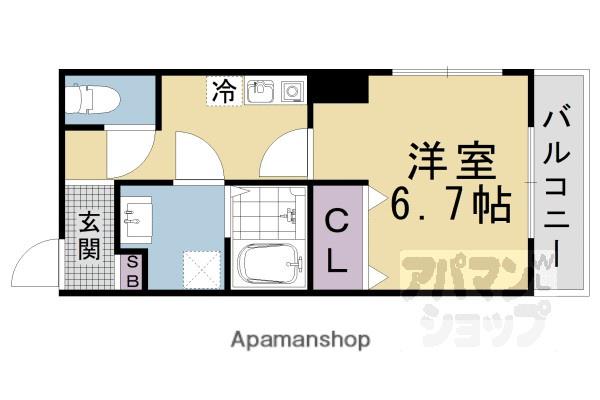 ルミエール梛(1K/1階)の間取り写真