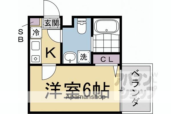 ネクスフィーダ北白川(1K/1階)の間取り写真