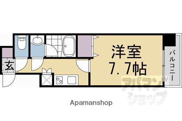 ORCHID COURT四条大宮(1K/4階)の間取り写真