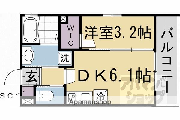 LIVE FLAT京都西院(1DK/2階)の間取り写真