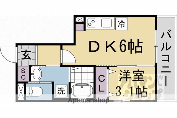 LIVE FLAT京都西院(1DK/1階)の間取り写真